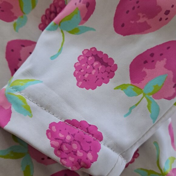 Hatley strawberry raspberry white pink girl raincoat, lined terry size 3 rain - Picture 6 of 8